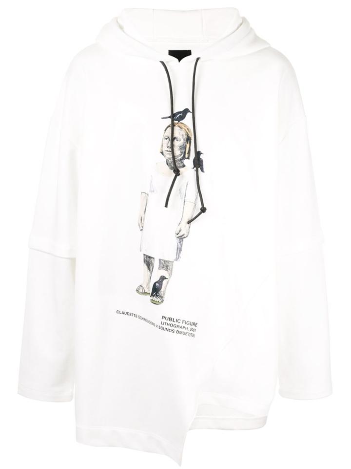 Bmuet(te) Asymmetric Printed Hoodie - White