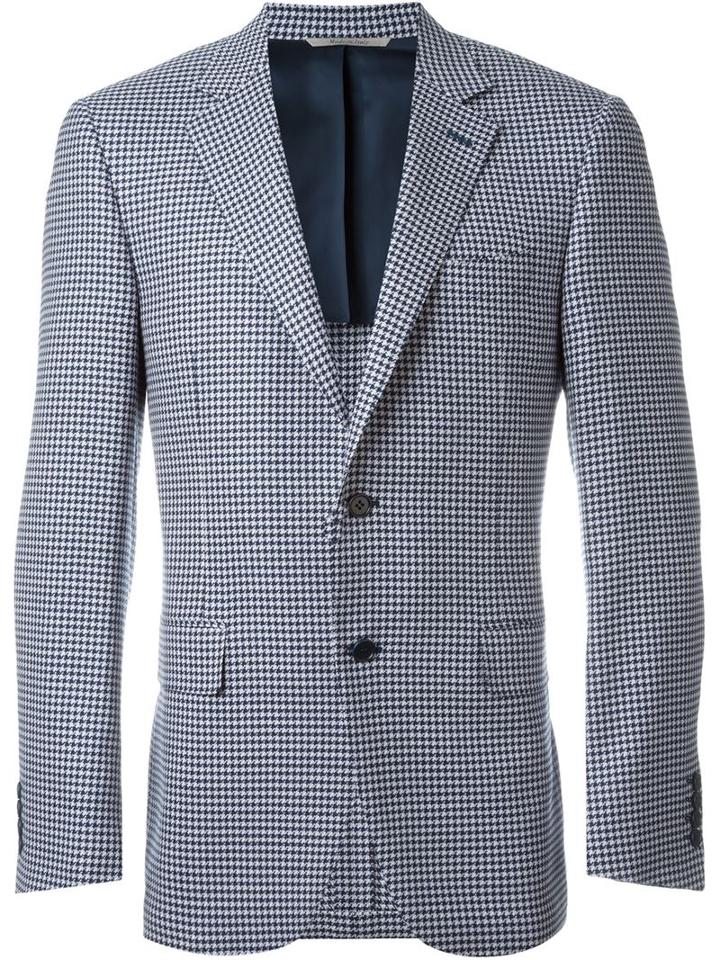 Canali Houndstooth Pattern Single Breasted Blazer