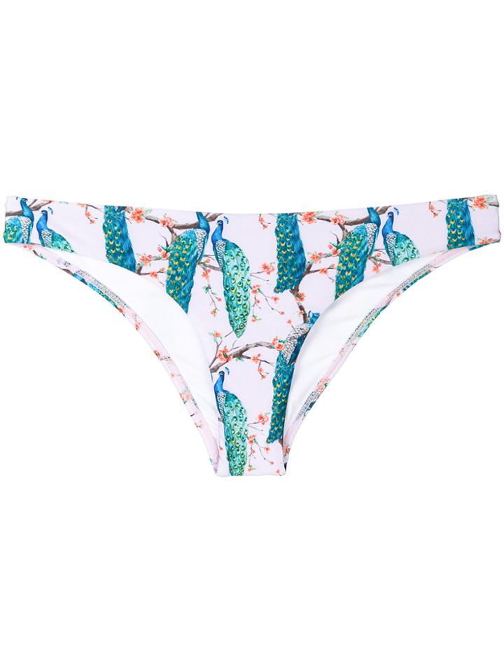 Verdelimon Peacock Print Bikini Bottoms - Pink & Purple