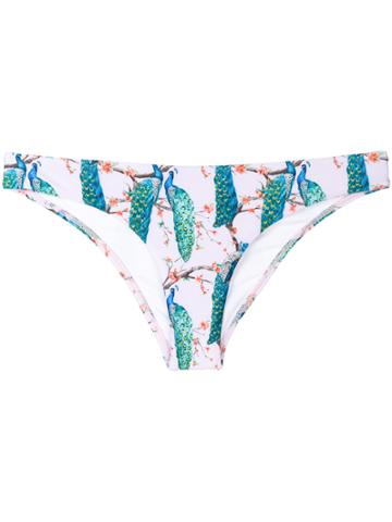 Verdelimon Peacock Print Bikini Bottoms - Pink & Purple