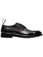 Dolce & Gabbana Black Logo Tab Leather Derby Shoes