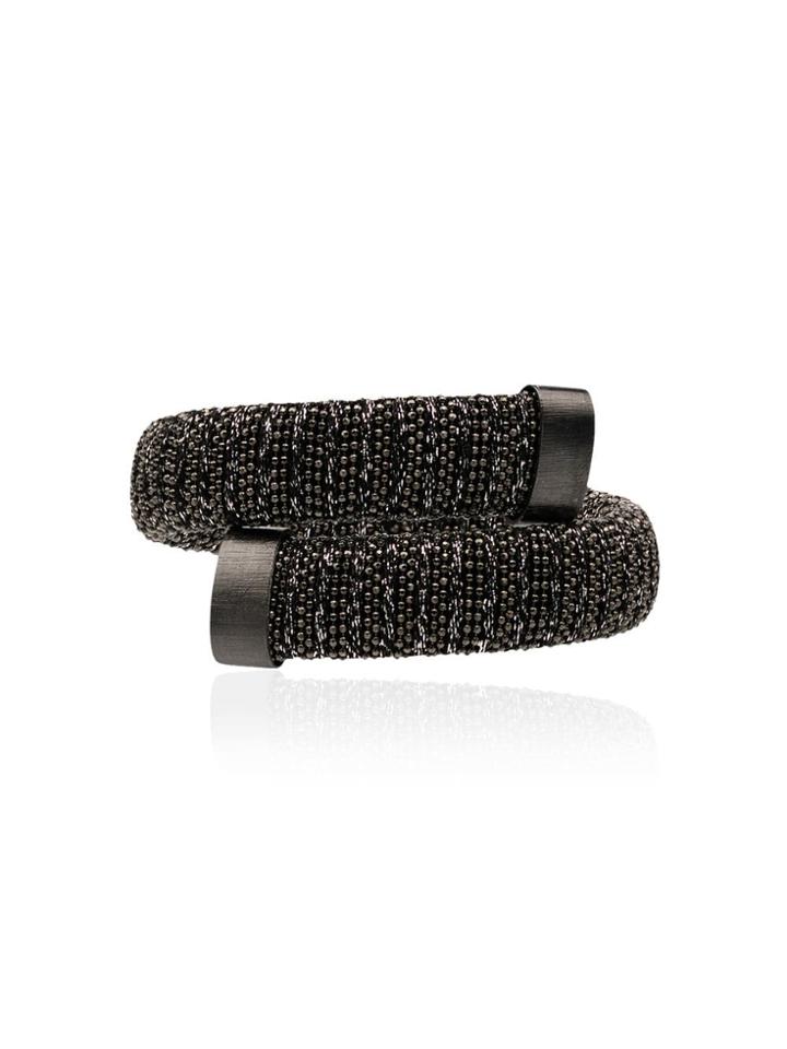 Carolina Bucci Caro Black Threaded Yellow-gold Plated Bangle -
