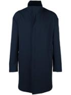 Giorgio Armani High Neck Zipped Coat, Men's, Size: 50, Blue, Polyamide/spandex/elastane/virgin Wool