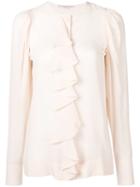 Stella Mccartney Ruffle Front Blouse, Women's, Size: 44, Nude/neutrals, Silk