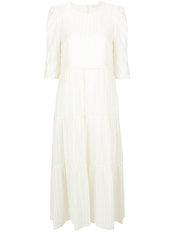 See By Chloé Striped Midi Dress - White