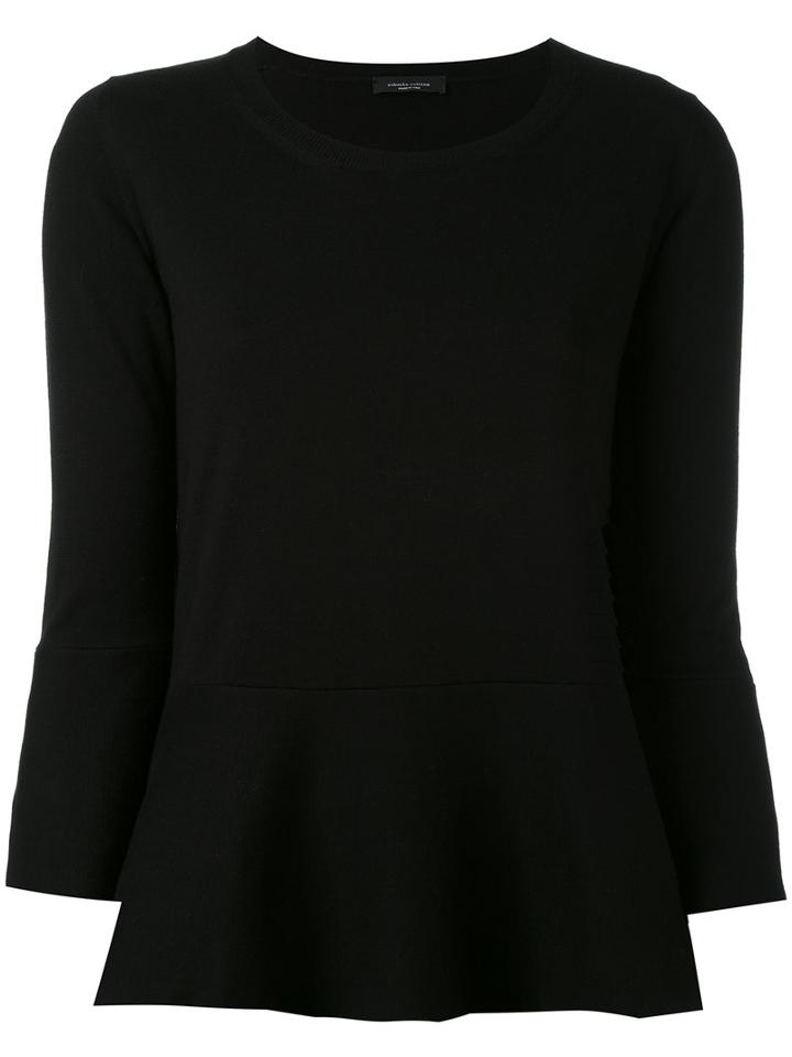 Roberto Collina - Flare Hem Top - Women - Cotton - L, Black, Cotton