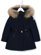 Moncler Kids Belted Padded Coat, Girl's, Size: 10 Yrs, Blue