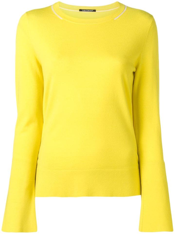 Luisa Cerano Contrasting Slit Cuff Jumper - Yellow