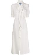 Prada Silk Blend Embellished Buttoned Dress - White