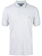 Brunello Cucinelli Logo Embroidered Polo Shirt, Men's, Size: Large, Grey, Cotton