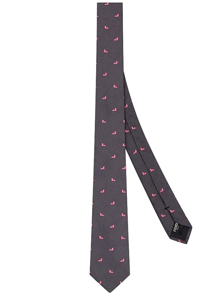 Fendi Micro Bag Bugs Print Tie - Grey