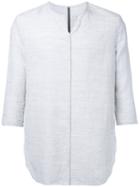 Kazuyuki Kumagai - Three-quarters Sleeve T-shirt - Men - Linen/flax/cotton - 1, Grey, Linen/flax/cotton
