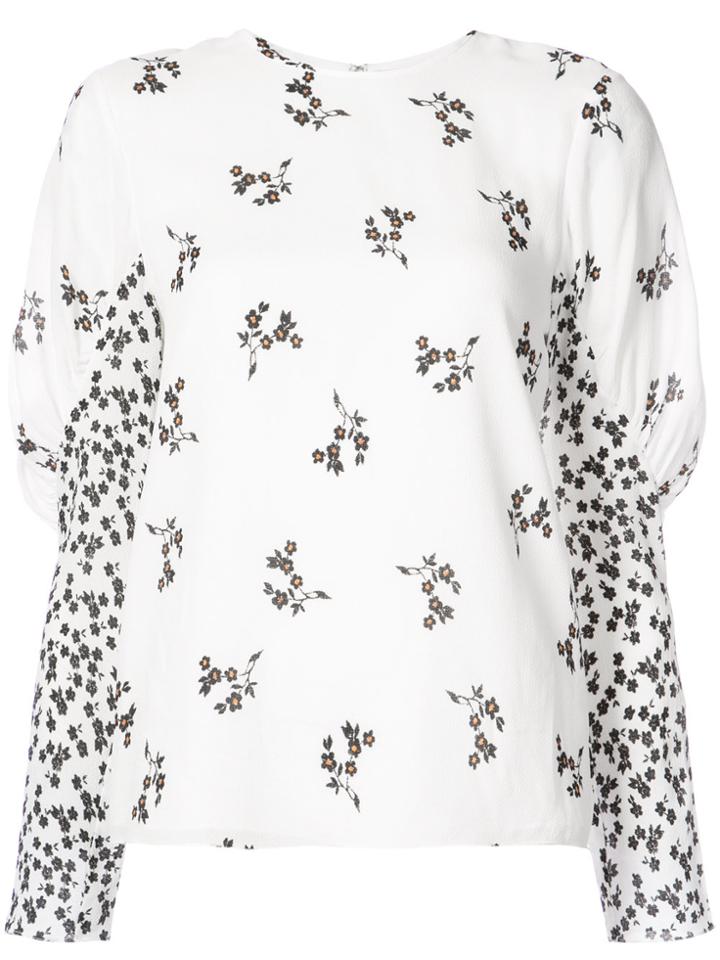 Tibi Floral Printed Blouse - White