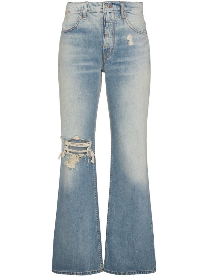 Adaptation Flared Jeans With Rip Detail - Blue