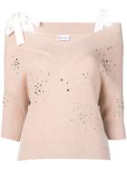 Red Valentino Off-the-shoulder Embellished Jumper - Pink