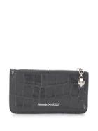Alexander Mcqueen Crocodile Embossed Coin Pouch - Grey