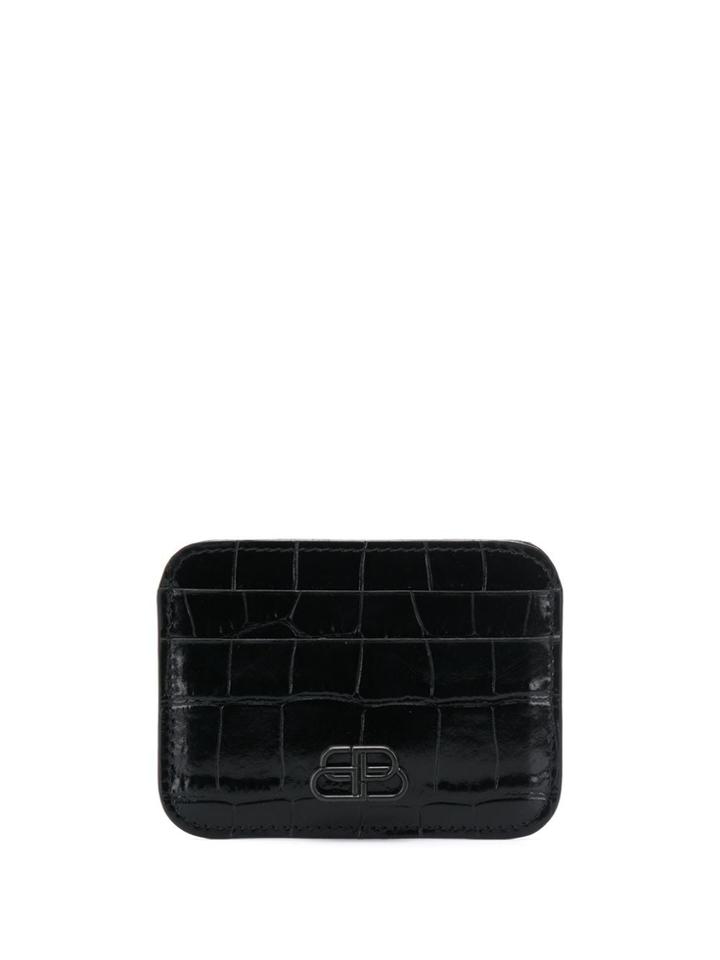Balenciaga Tonal Bb Plaque Cardholder - Black