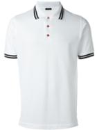 Kiton Contrast Stripe Polo Shirt, Men's, Size: Xxl, White, Cotton