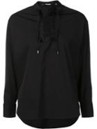 Neil Barrett Lace-up Shirt, Women's, Size: Xs, Black, Cotton/polyamide/spandex/elastane