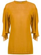 Sissa 7/8 Cut Out Sleeves Blouse - Yellow & Orange