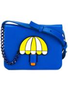 Yazbukey Umbrella Print Shoulder Bag, Women's, Blue, Leather/polyamide