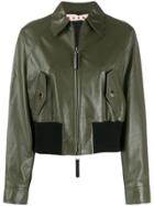 Marni Cropped Leather Jacket - Green