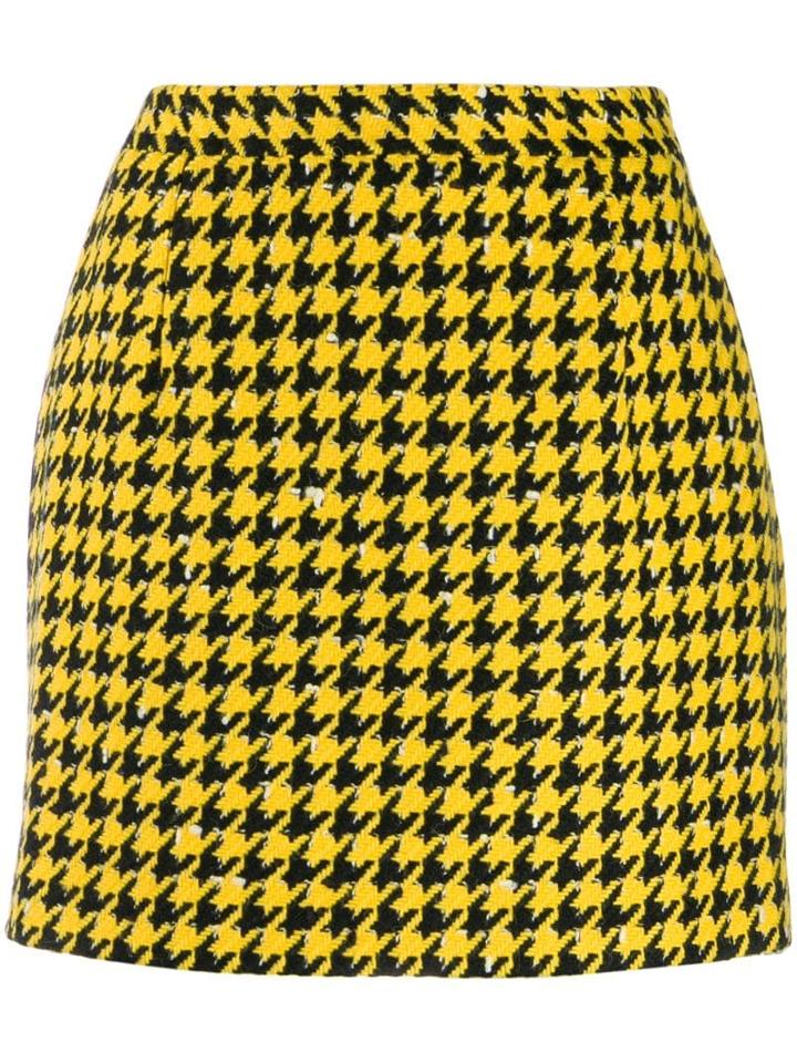 Alessandra Rich Houndstooth Print Skirt - Yellow