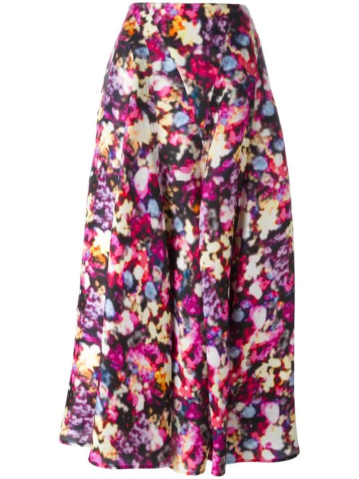 Nina Ricci Blurred Floral Print Skirt, Women's, Size: 36, Purple, Silk