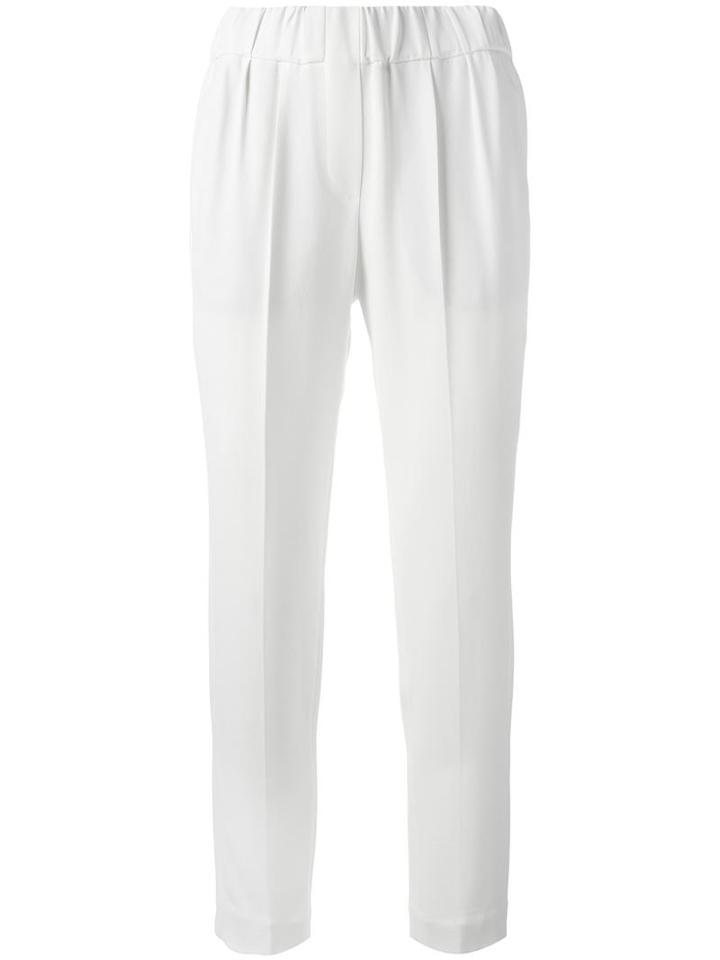 Brunello Cucinelli Tailored Cropped Trousers, Women's, Size: 46, White, Silk/acetate/polyester