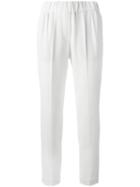 Brunello Cucinelli Tailored Cropped Trousers, Women's, Size: 46, White, Silk/acetate/polyester