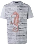 Etro Seahorse Print T-shirt, Men's, Size: Large, Grey, Cotton