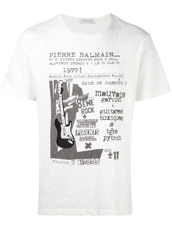 Pierre Balmain Rock Concert Print T-shirt, Men's, Size: 50, Nude/neutrals, Cotton