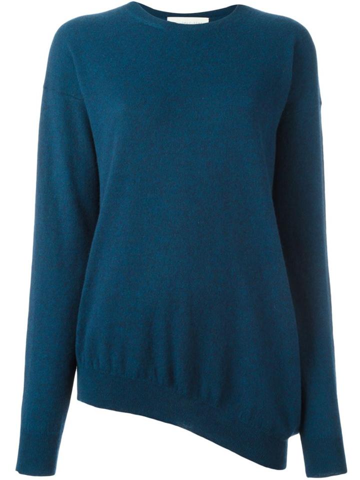 Stella Mccartney Draped Detail Jumper, Women's, Size: 44, Blue, Virgin Wool