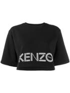 Kenzo Cropped Printed Logo Sweatshirt - Black
