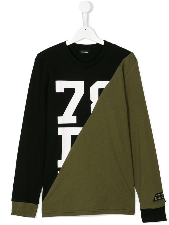 Diesel Kids Panelled Longsleeved T-shirt - Black