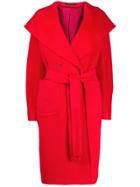 Tagliatore Long Hooded Coat - Red