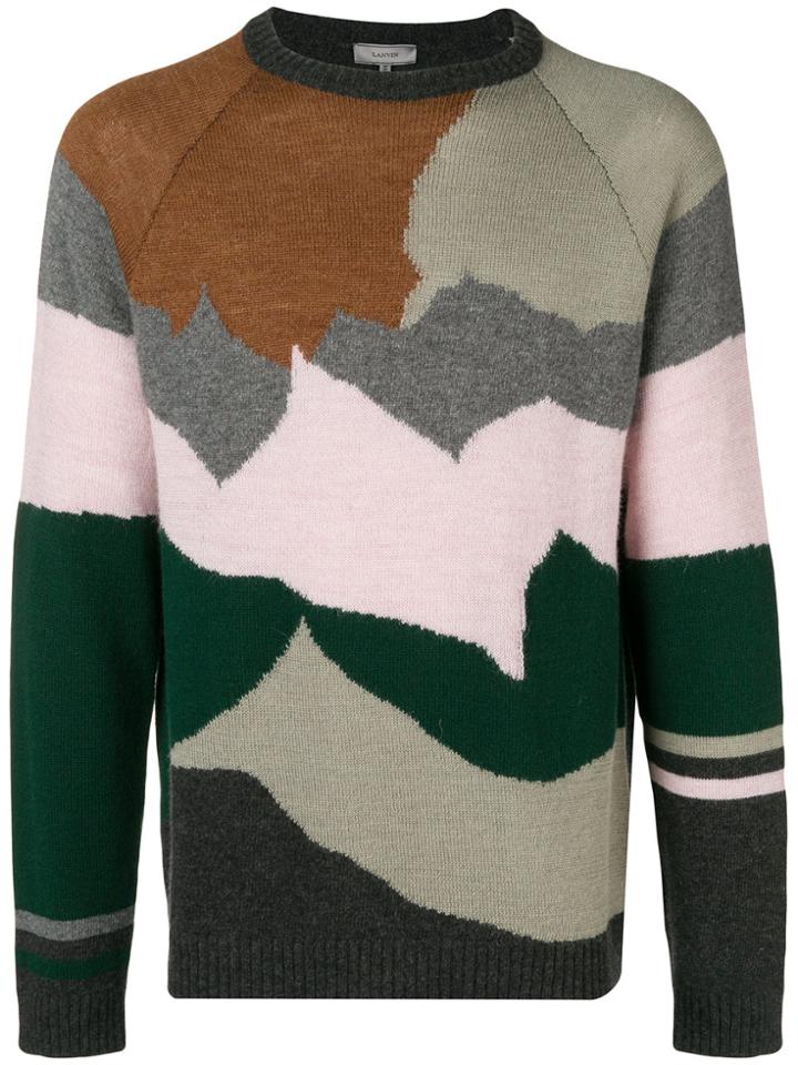 Lanvin Cashmere Colour Block Jumper - Grey