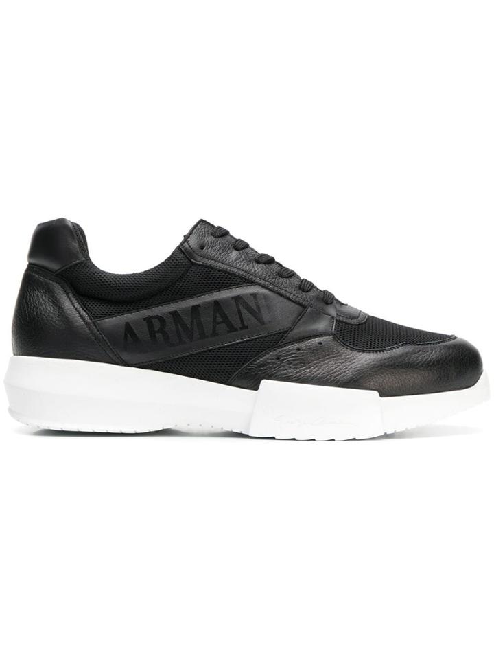 Giorgio Armani Logo Print Sneakers - Black