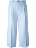 P.a.r.o.s.h. Cropped Length, Wide Legged Trousers, Women's, Size: Medium, Blue, Cotton/spandex/elastane
