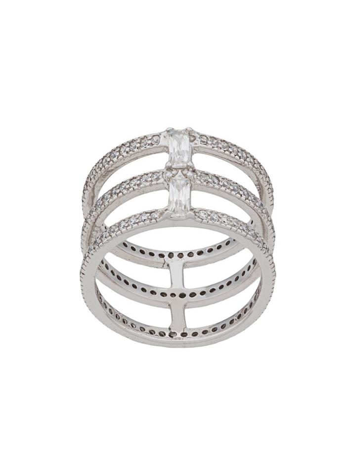 V Jewellery Triple Spine Ring - Silver