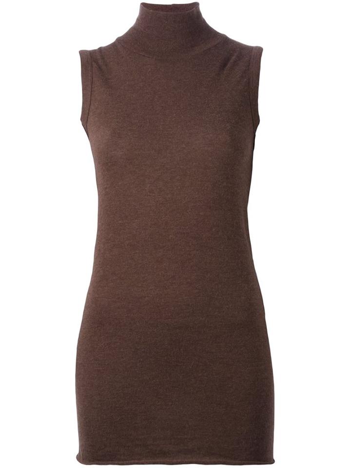 Rick Owens Lilies Roll Neck Tank Top, Women's, Size: 44, Brown, Polyamide/viscose/angora/wool
