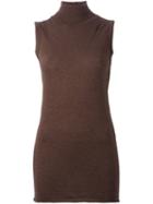 Rick Owens Lilies Roll Neck Tank Top, Women's, Size: 44, Brown, Polyamide/viscose/angora/wool