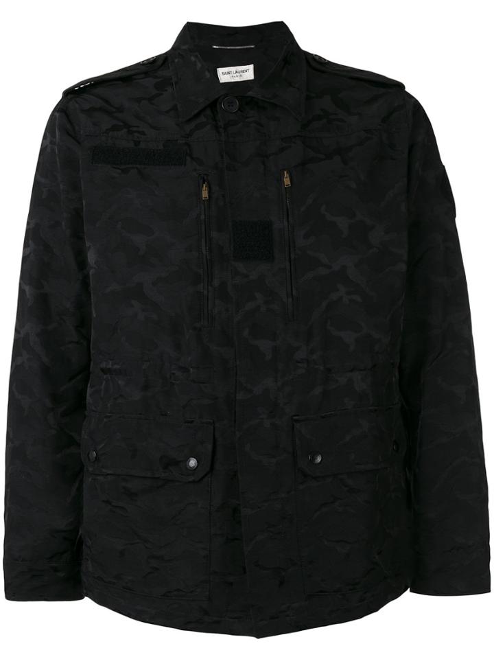 Saint Laurent Camouflage Print Jacket - Black