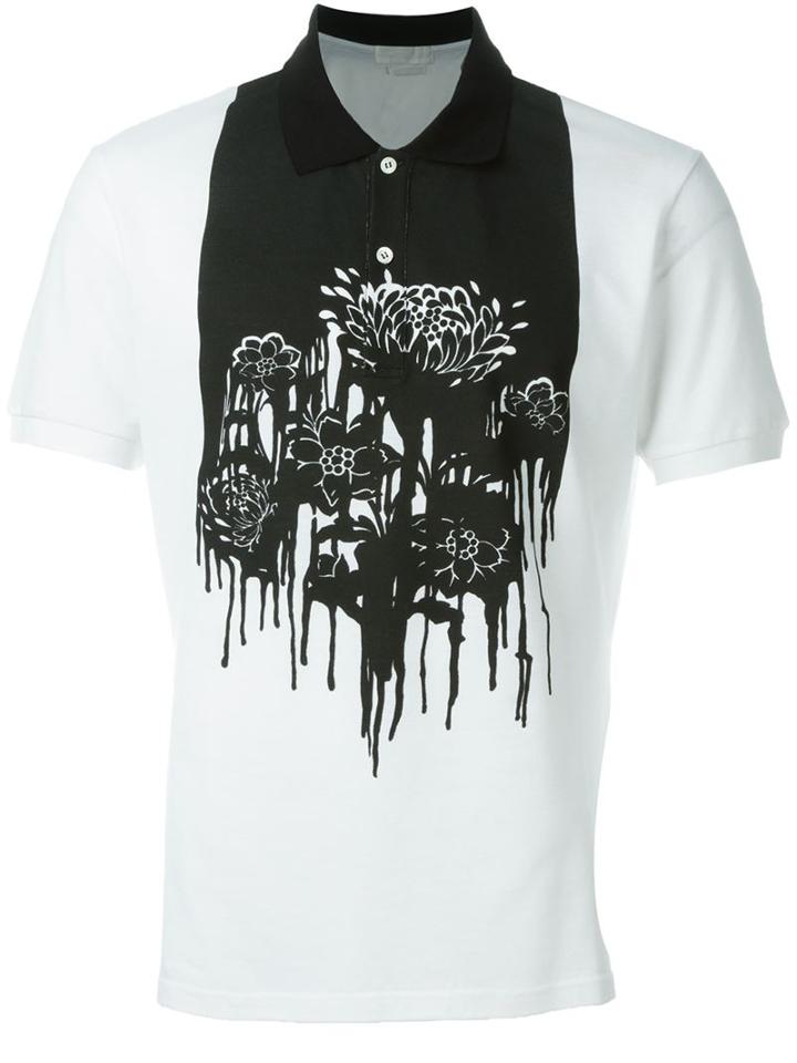 Alexander Mcqueen Floral And Paint Print Polo Shirt