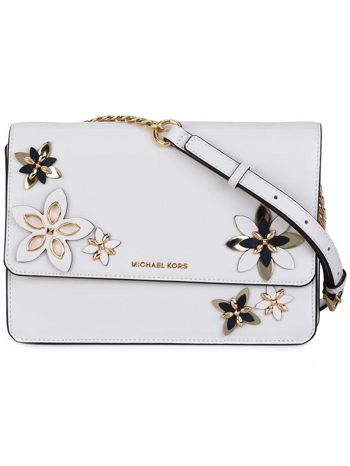 Michael Michael Kors Flowers Detail Cross Body Bag, Women's, White, Leather/metal (other)