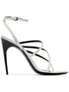 Saint Laurent White Paris 105 Strappy Patent Leather Sandals