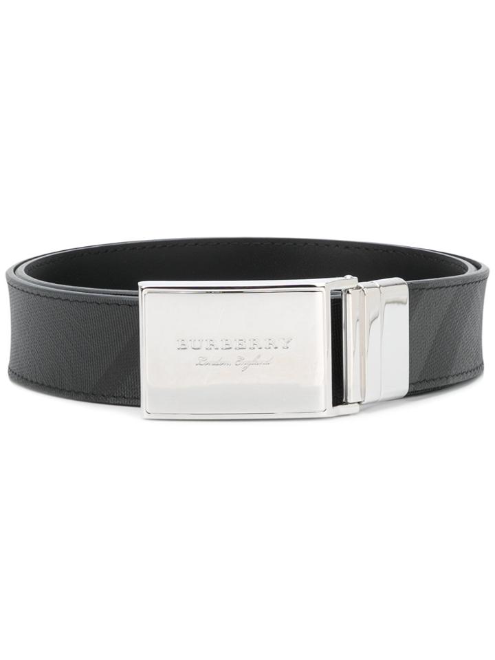 Burberry Designer Checked Style Belt - Black