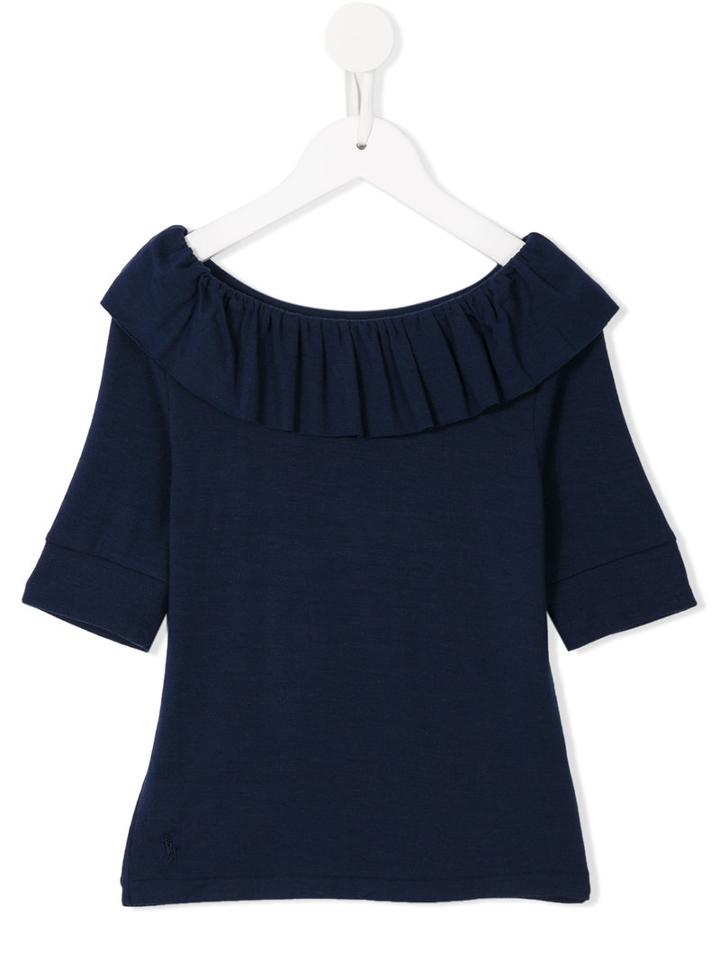 Ralph Lauren Kids Ruffled Blouse, Girl's, Size: 10 Yrs, Blue
