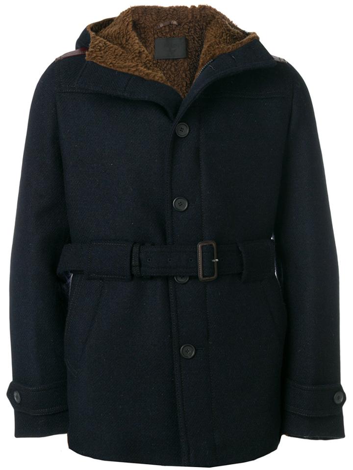 Prada Shearling-effect Coat - Blue