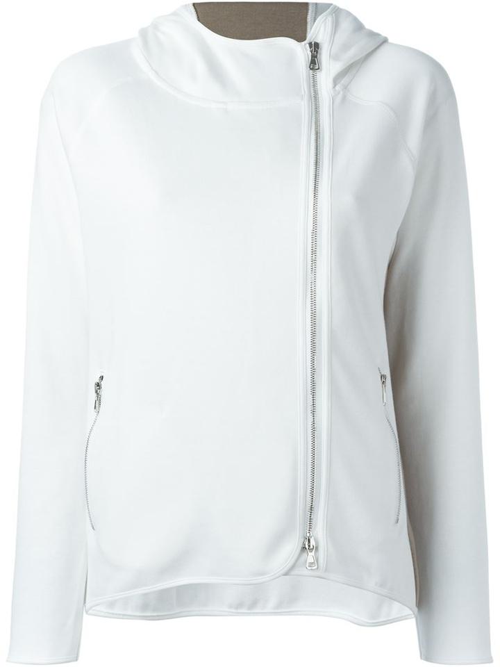 Eleventy Knitted Hooded Jacket, Women's, Size: Small, White, Cotton/nylon